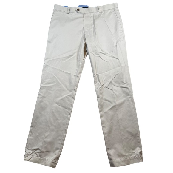Brooks Brothers Milano Advantage Chino Mens 33x32 Beige Slim Fit Cotton Pants - Picture 2 of 8